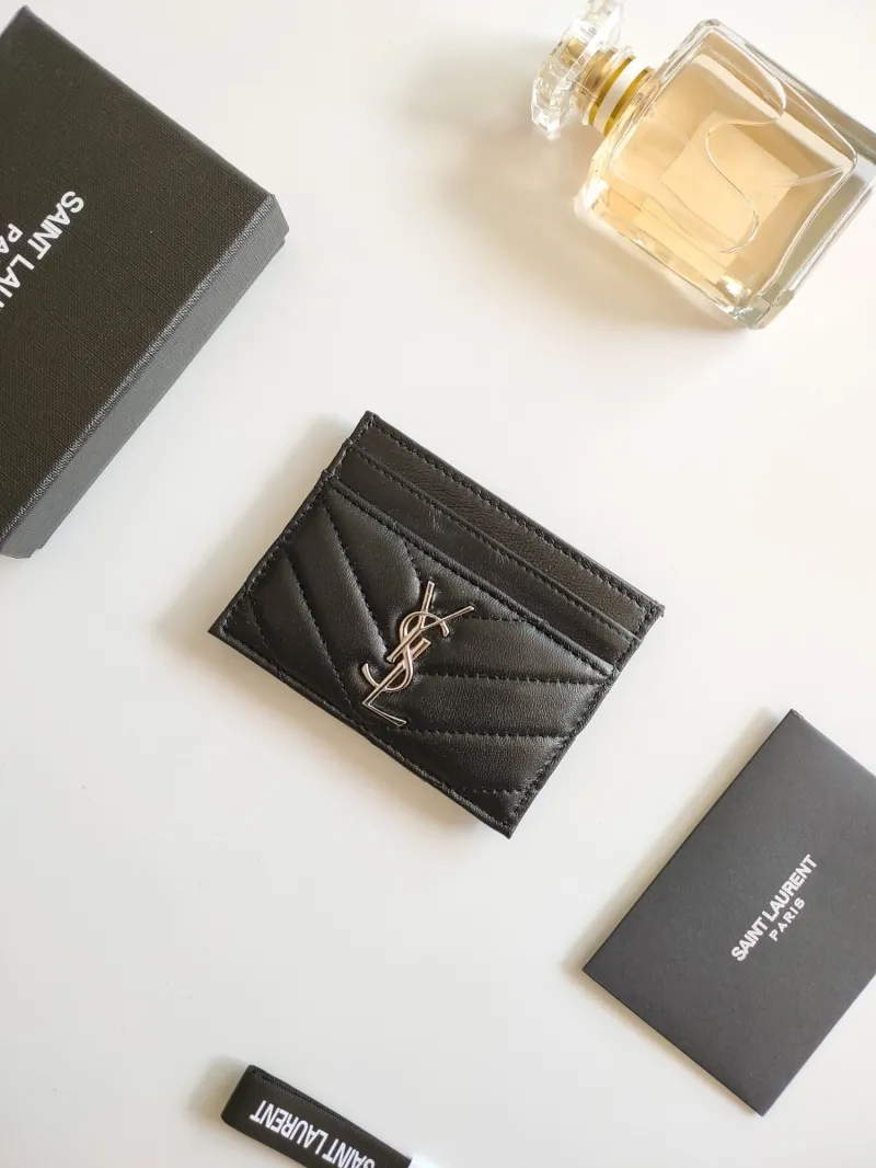 Alternative view of Saint Laurent Black Quilted Leather Card Holder 219