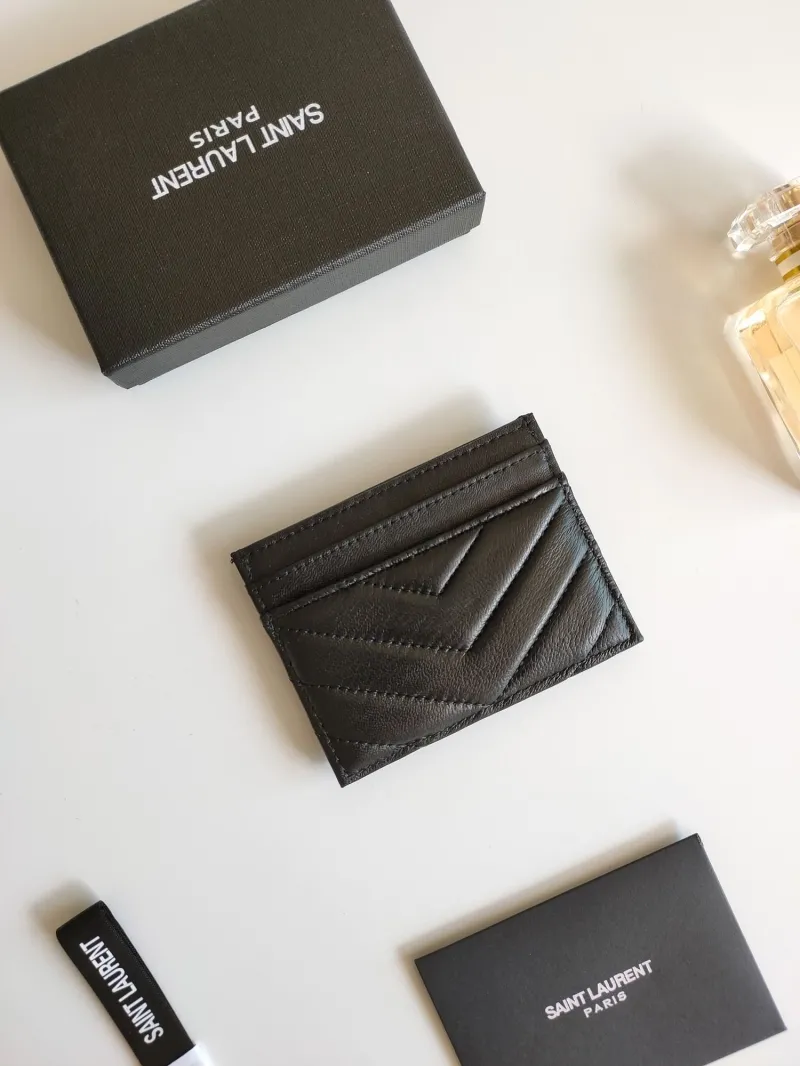 Saint Laurent Black Quilted Leather Card Holder 219 - Image 3