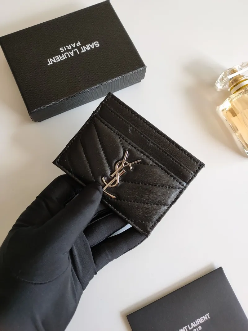 Saint Laurent Black Quilted Leather Card Holder 219 - Image 4
