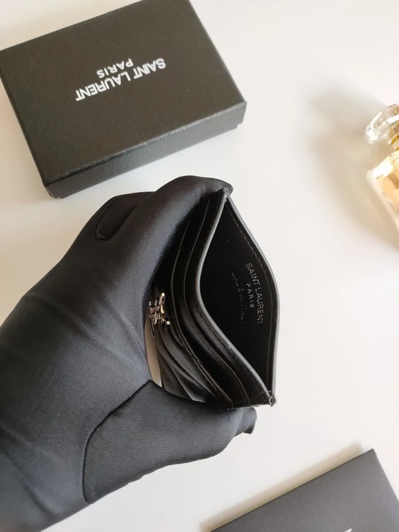 Saint Laurent Black Quilted Leather Card Holder 219 - Image 5