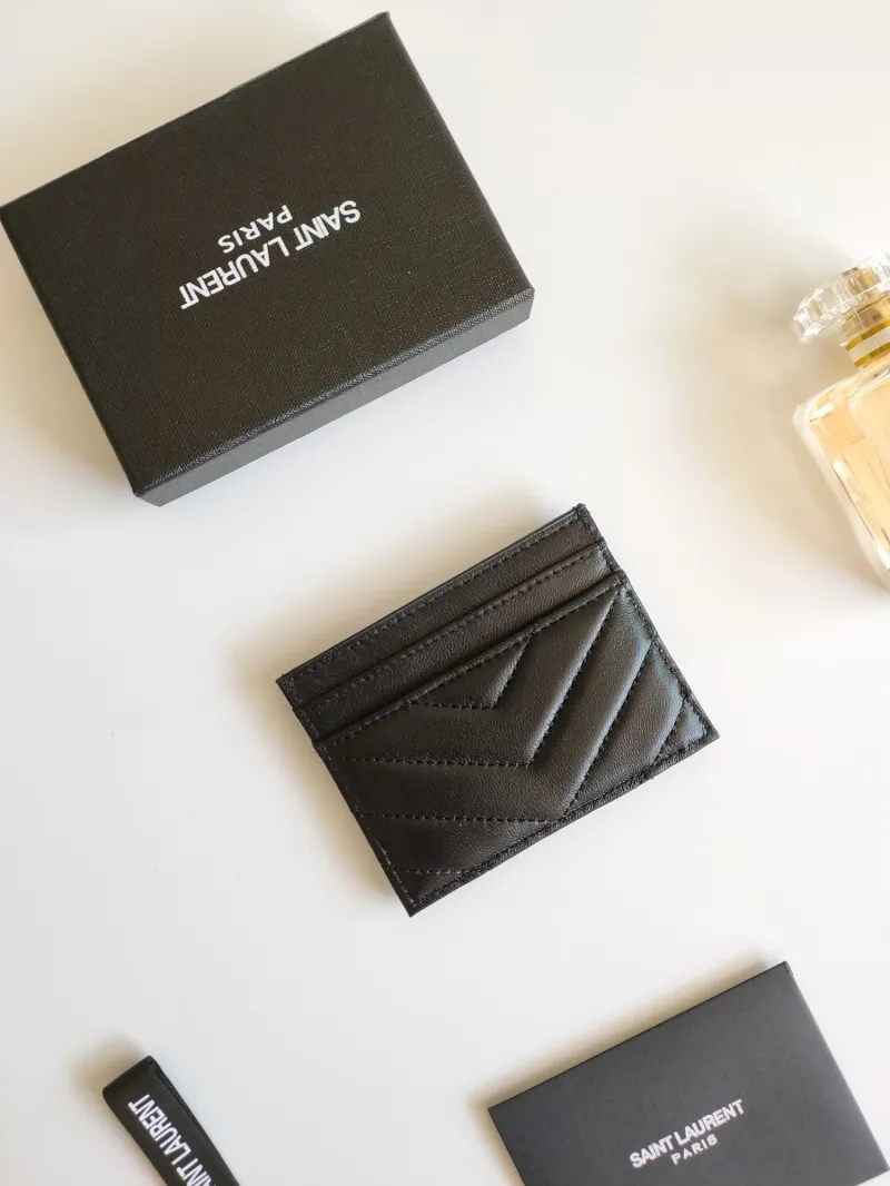 Saint Laurent Black Quilted Card Holder 220 - Image 3