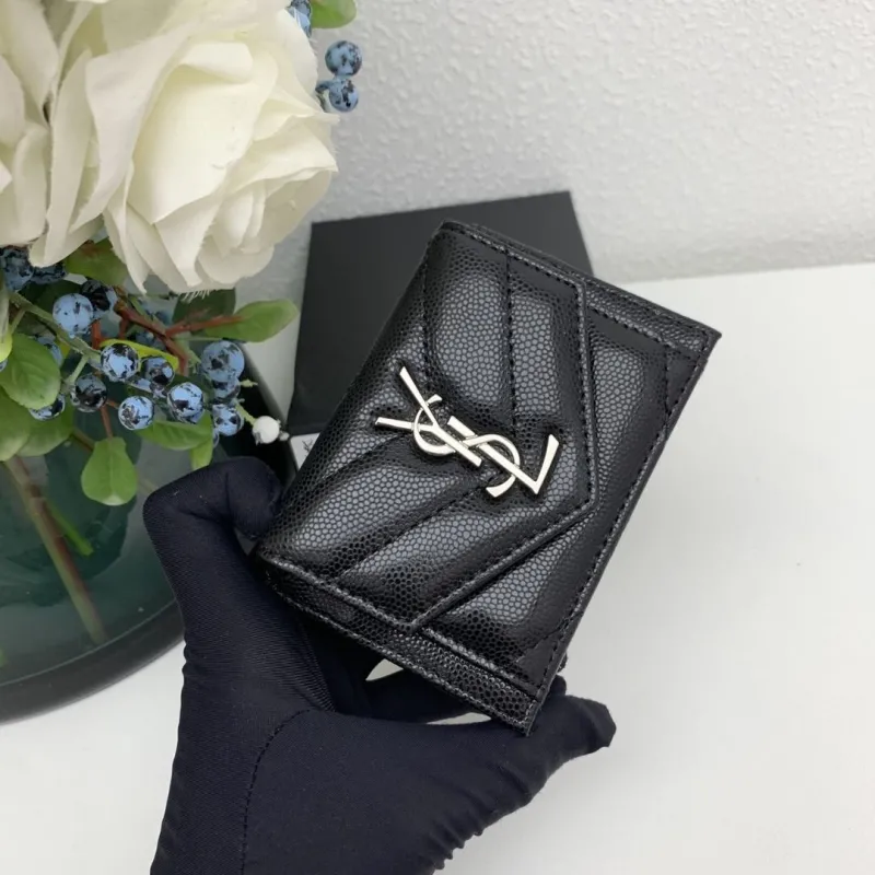 YSL Black Compact Leather Wallet 6868 - Image 3