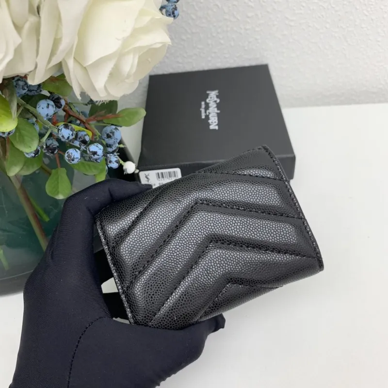 YSL Black Compact Leather Wallet 6868 - Image 4
