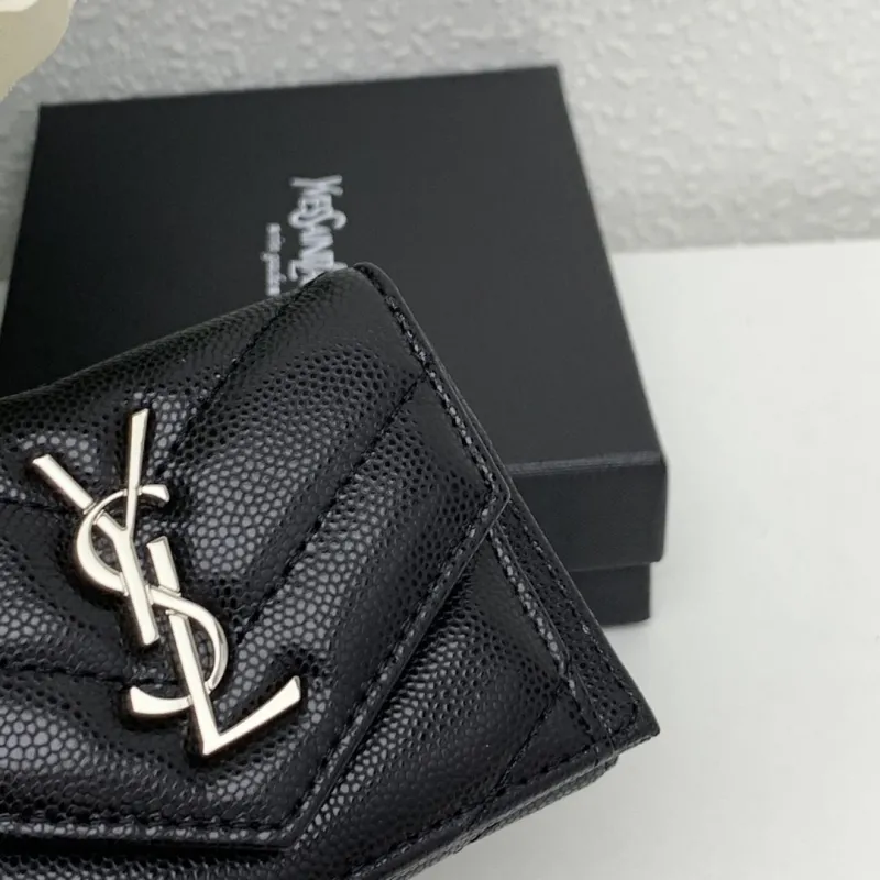 YSL Black Compact Leather Wallet 6868 - Image 6