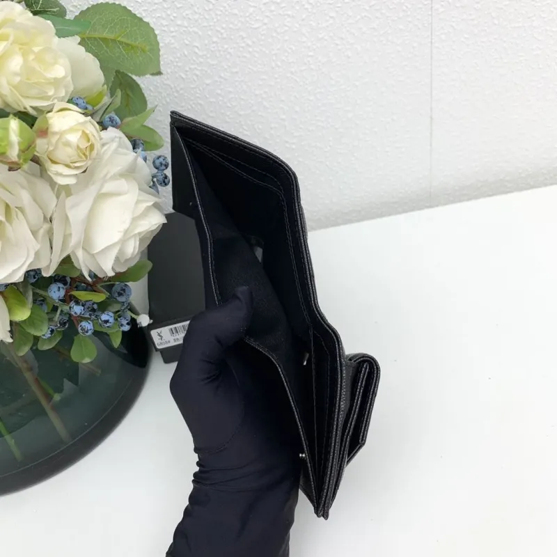YSL Black Compact Leather Wallet 6868 - Image 9