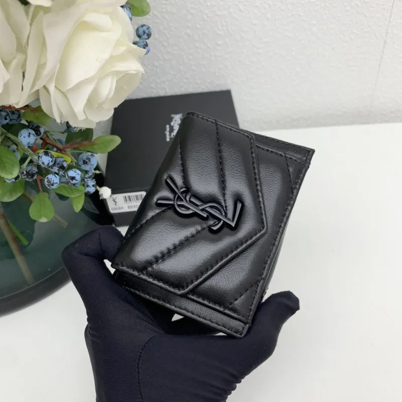 YSL Black Leather Small Wallet 6868 - Image 3