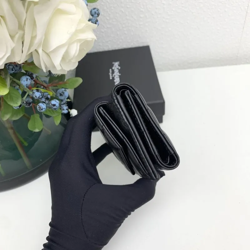 YSL Black Leather Small Wallet 6868 - Image 5