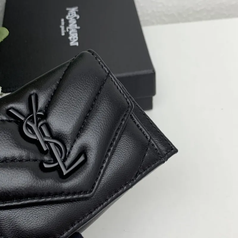 YSL Black Leather Small Wallet 6868 - Image 6