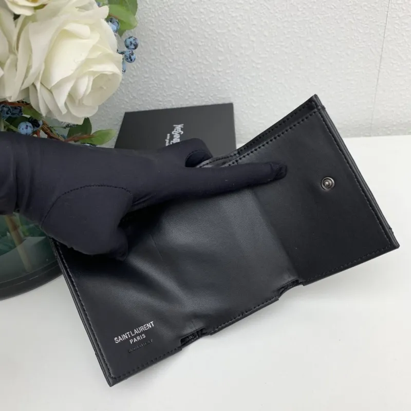 YSL Black Leather Small Wallet 6868 - Image 8