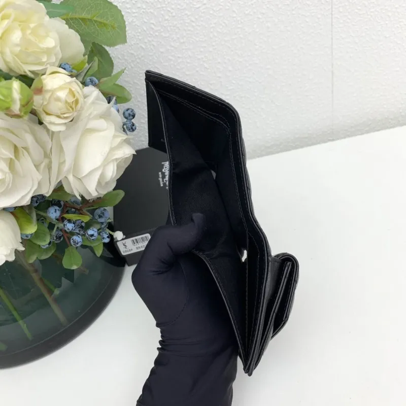 YSL Black Leather Small Wallet 6868 - Image 9