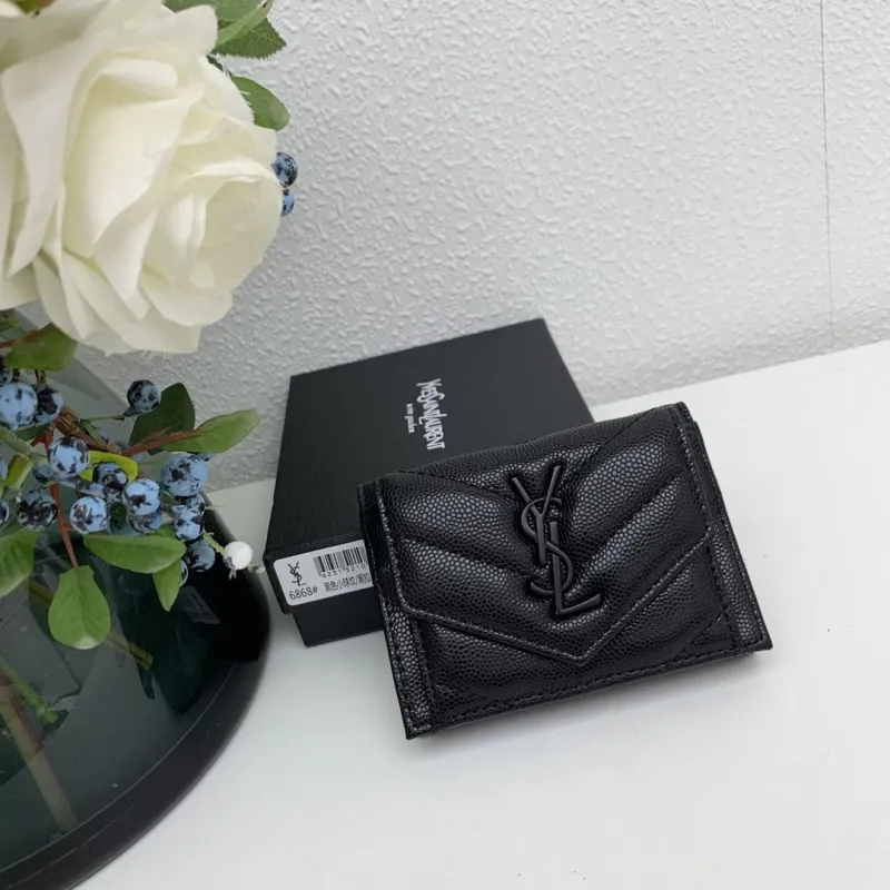 YSL Black Caviar Leather Wallet 6868
