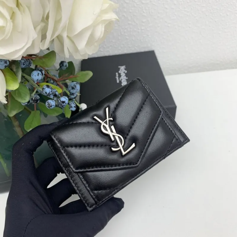 Alternative view of YSL Black Leather Card Holder Wallet 6868