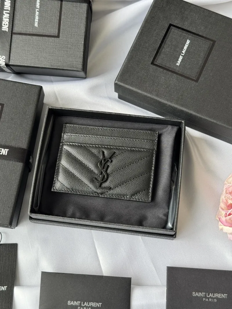 Saint Laurent Black Leather Card Holder
