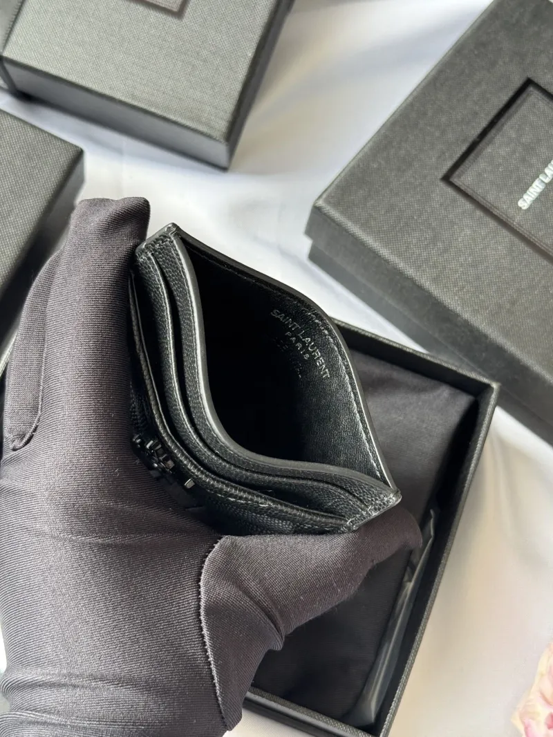 Saint Laurent Black Leather Card Holder - Image 7