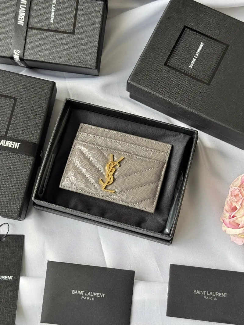 Saint Laurent Gray Leather Card Holder 273