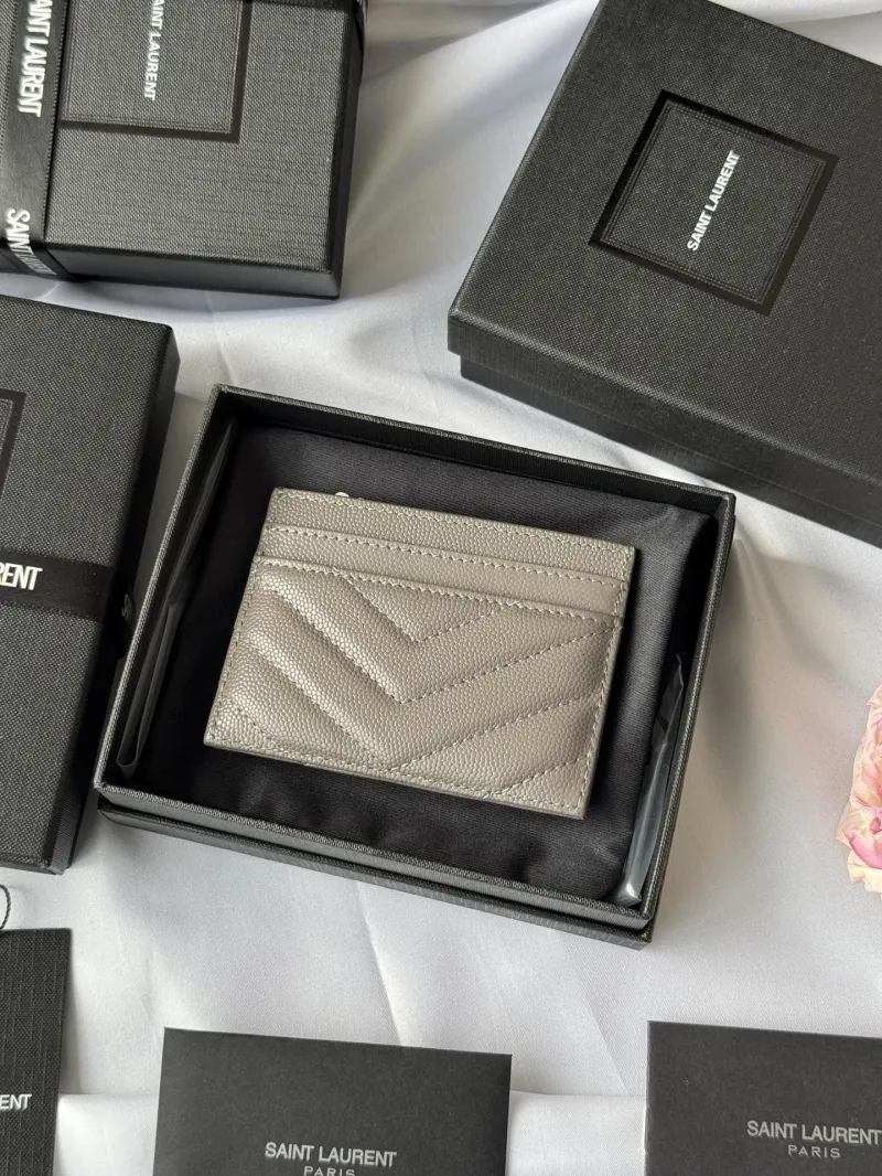 Alternative view of Saint Laurent Gray Leather Card Holder 273