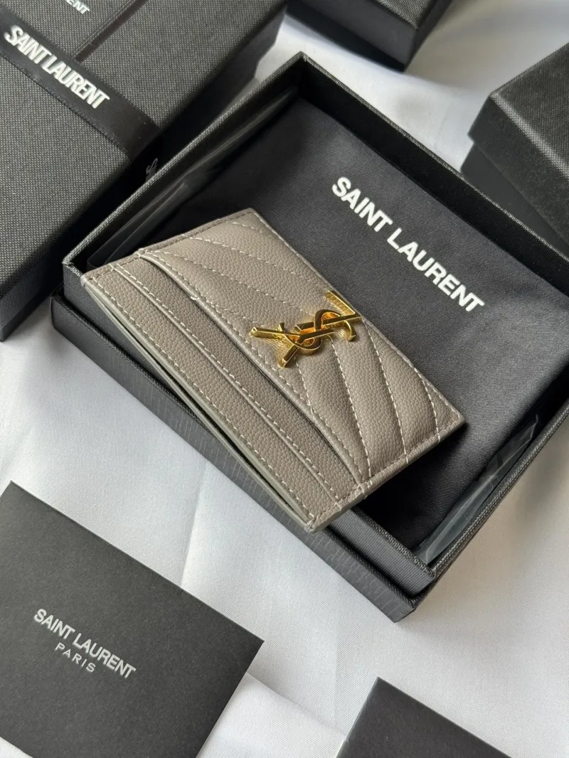 Saint Laurent Gray Leather Card Holder 273 - Image 3