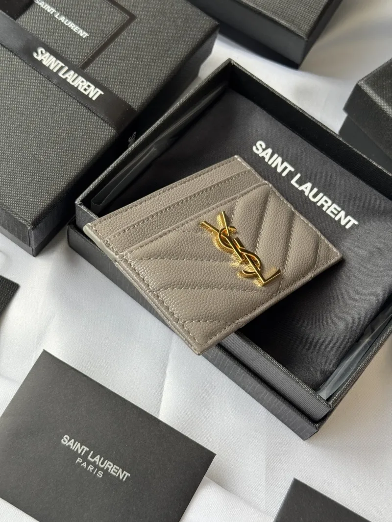 Saint Laurent Gray Leather Card Holder 273 - Image 4