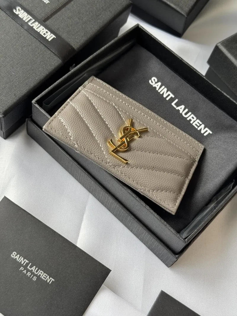 Saint Laurent Gray Leather Card Holder 273 - Image 5