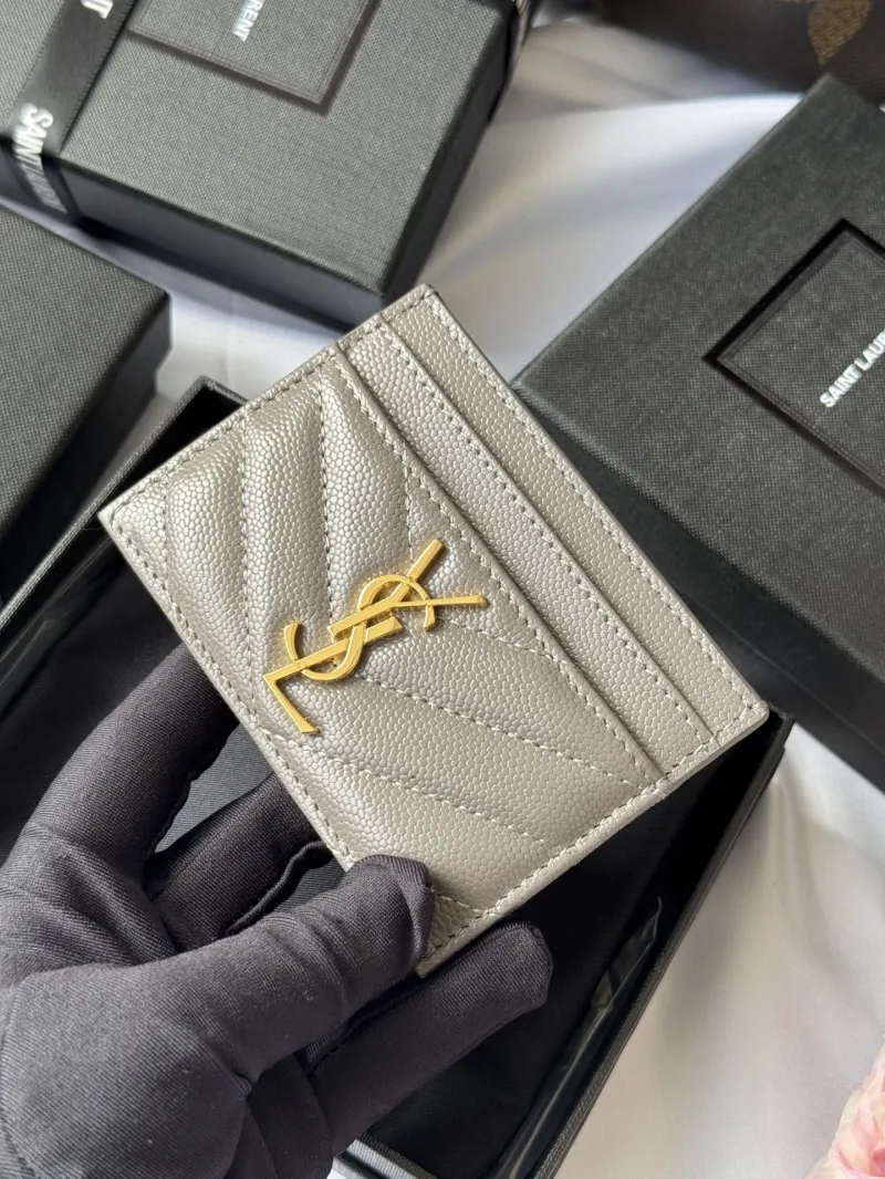 Saint Laurent Gray Leather Card Holder 273 - Image 6