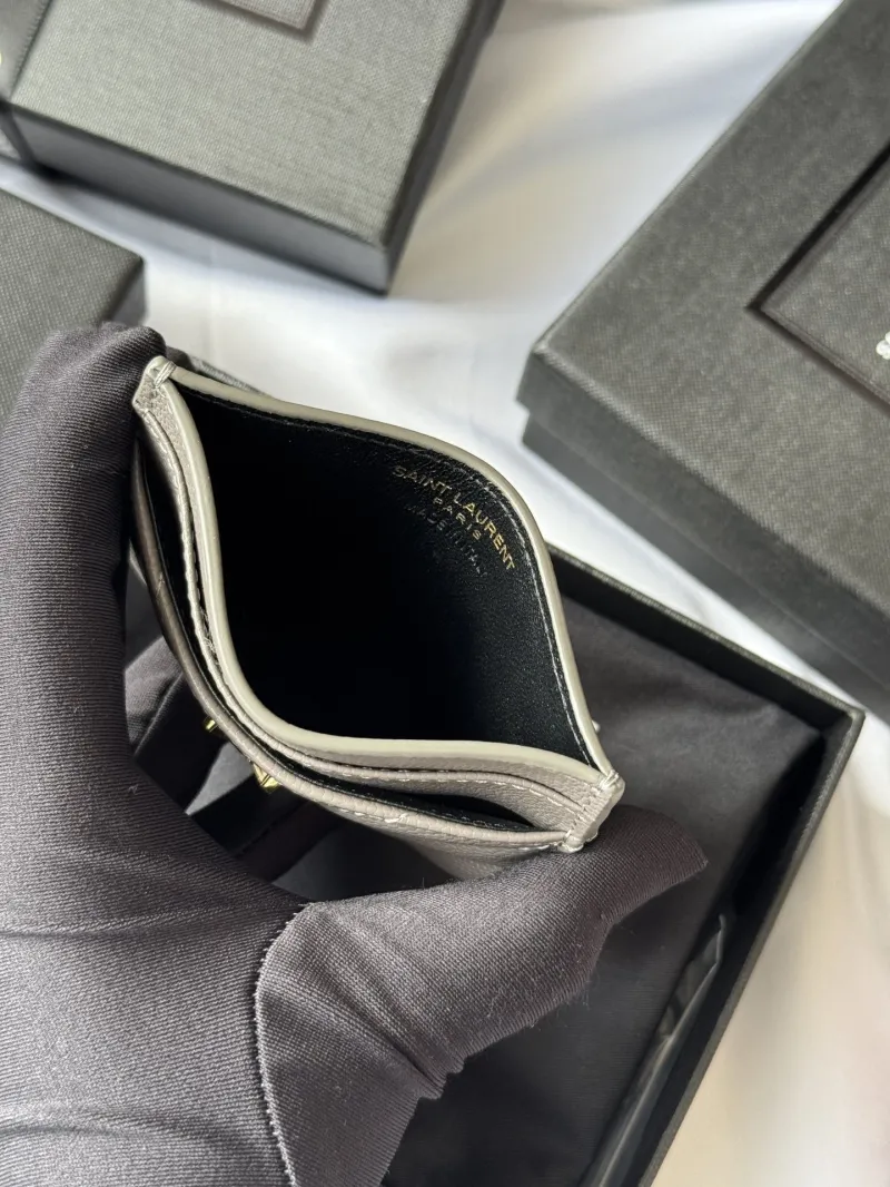 Saint Laurent Gray Leather Card Holder 273 - Image 7