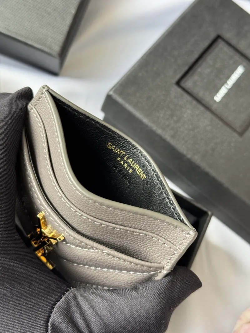 Saint Laurent Gray Leather Card Holder 273 - Image 8