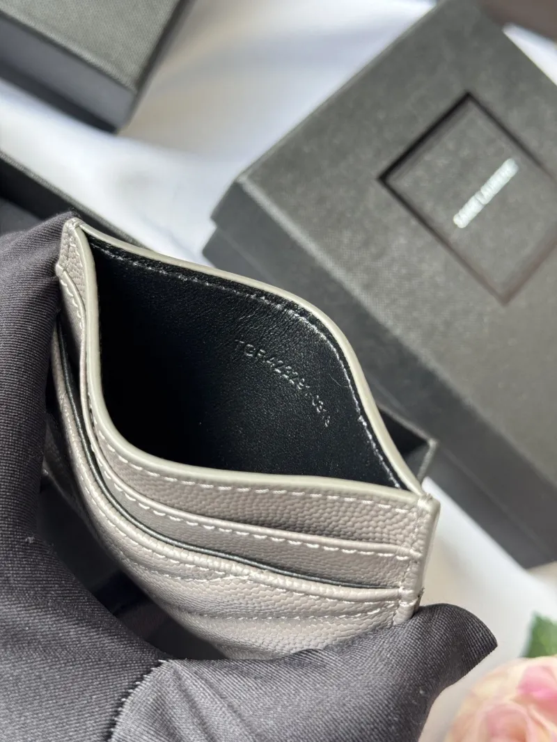 Saint Laurent Gray Leather Card Holder 273 - Image 9