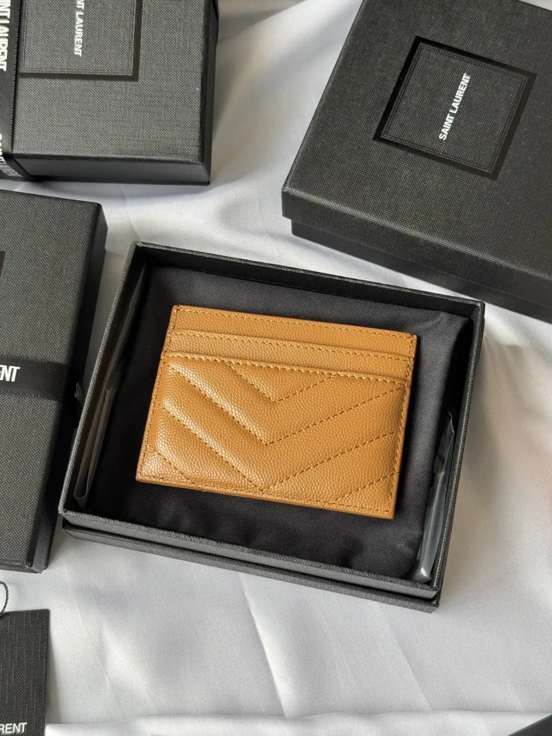 Alternative view of YSL Tan Quilted Leather Card Holder