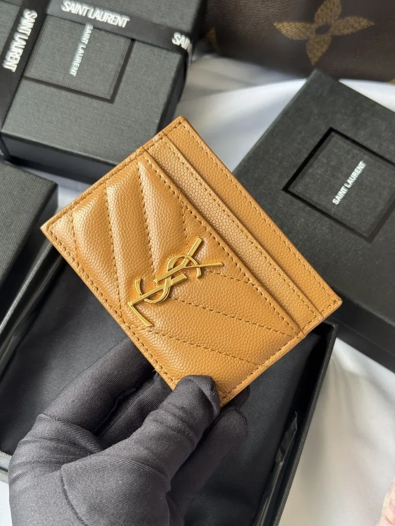YSL Tan Quilted Leather Card Holder - Image 6