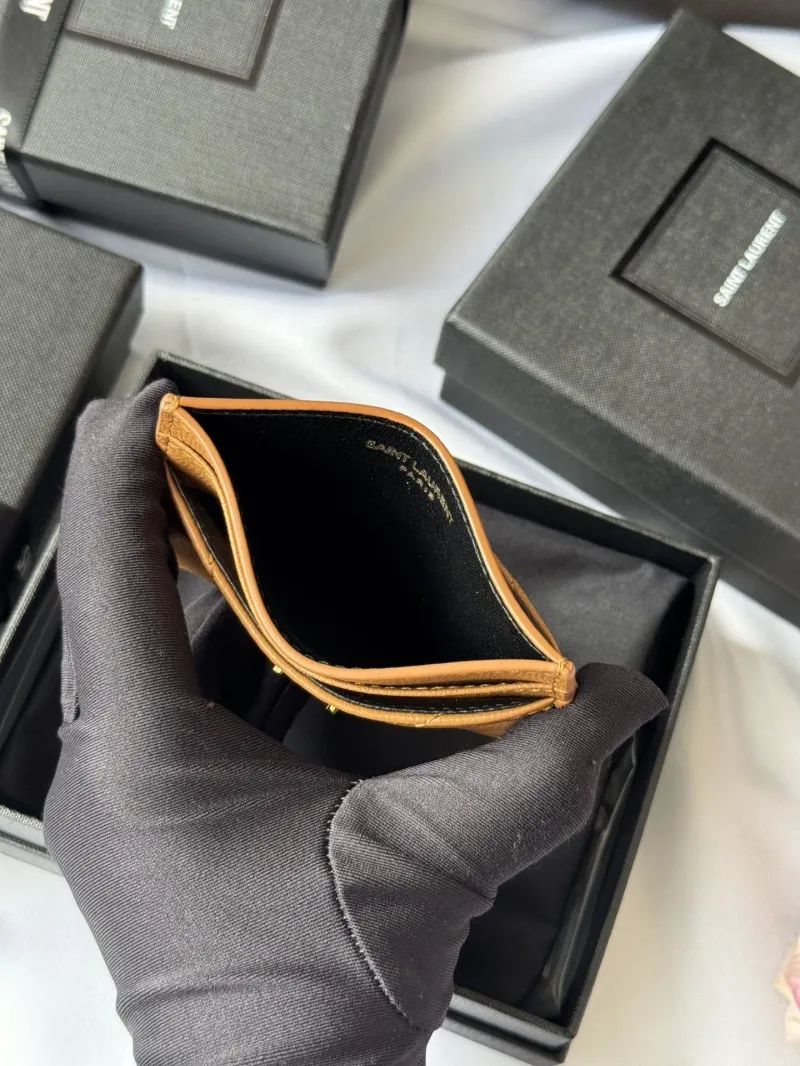 YSL Tan Quilted Leather Card Holder - Image 7
