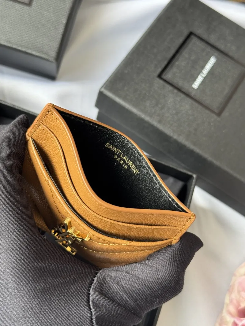 YSL Tan Quilted Leather Card Holder - Image 8