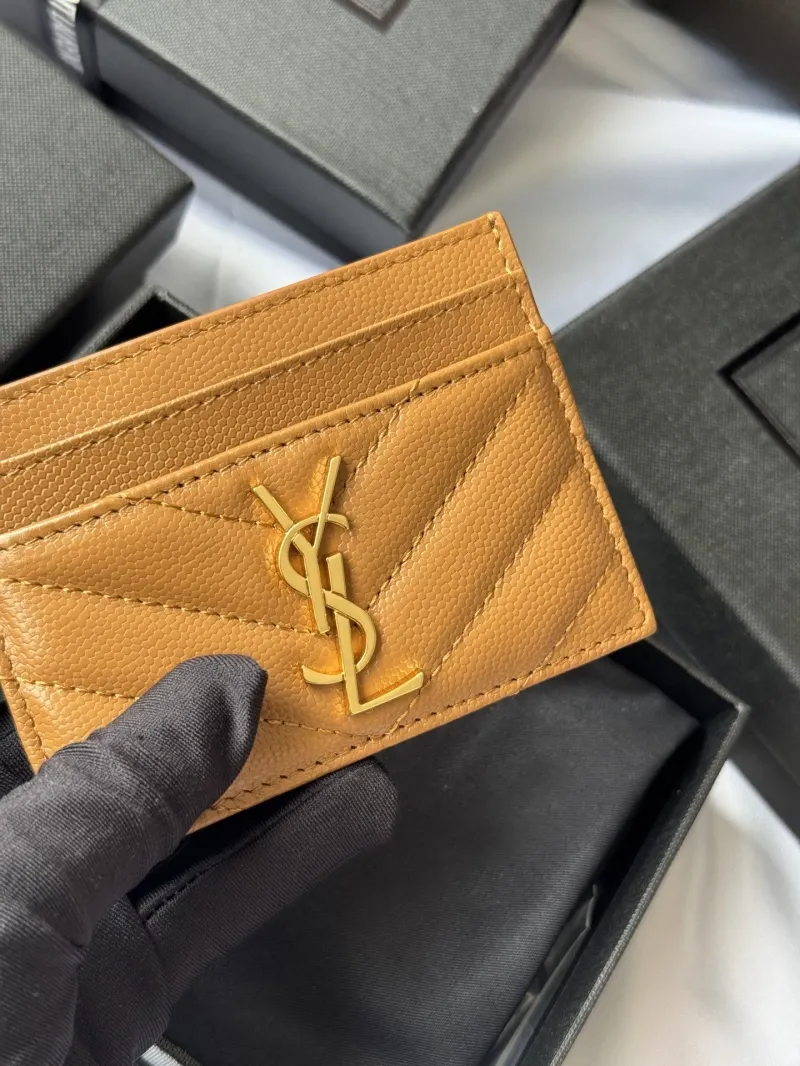 YSL Tan Quilted Leather Card Holder - Image 9