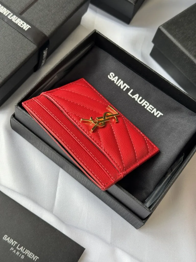 Saint Laurent Red Leather Card Holder - Image 3