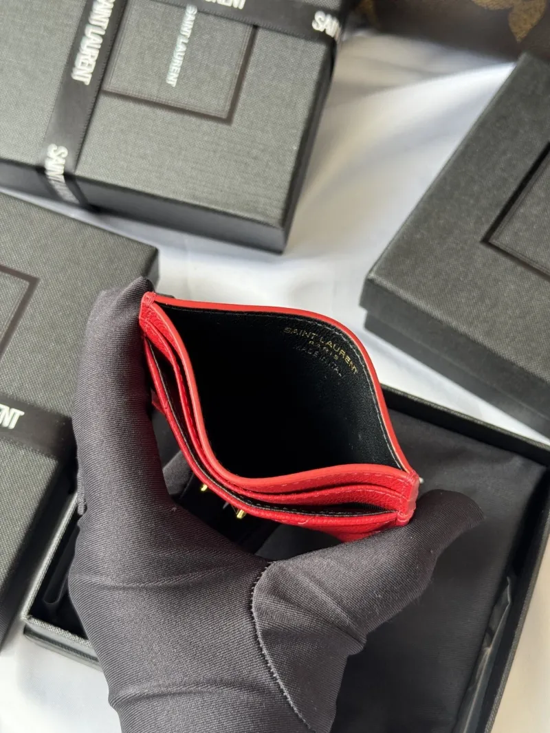 Saint Laurent Red Leather Card Holder - Image 7