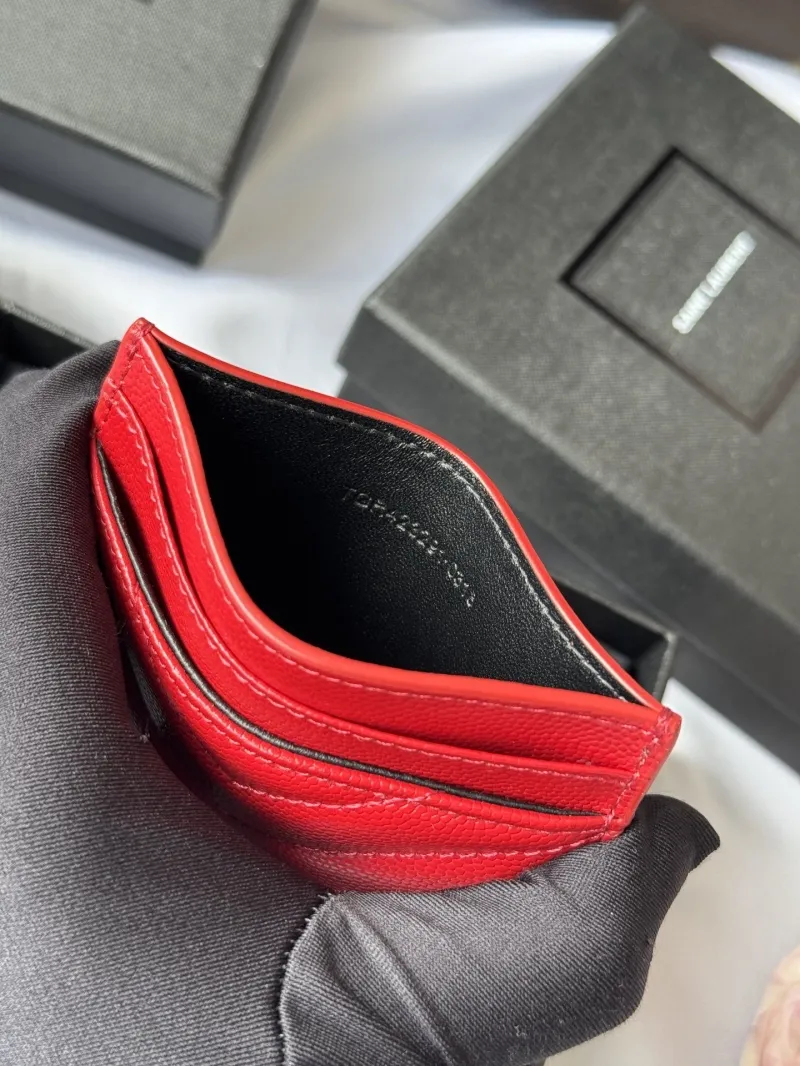 Saint Laurent Red Leather Card Holder - Image 9