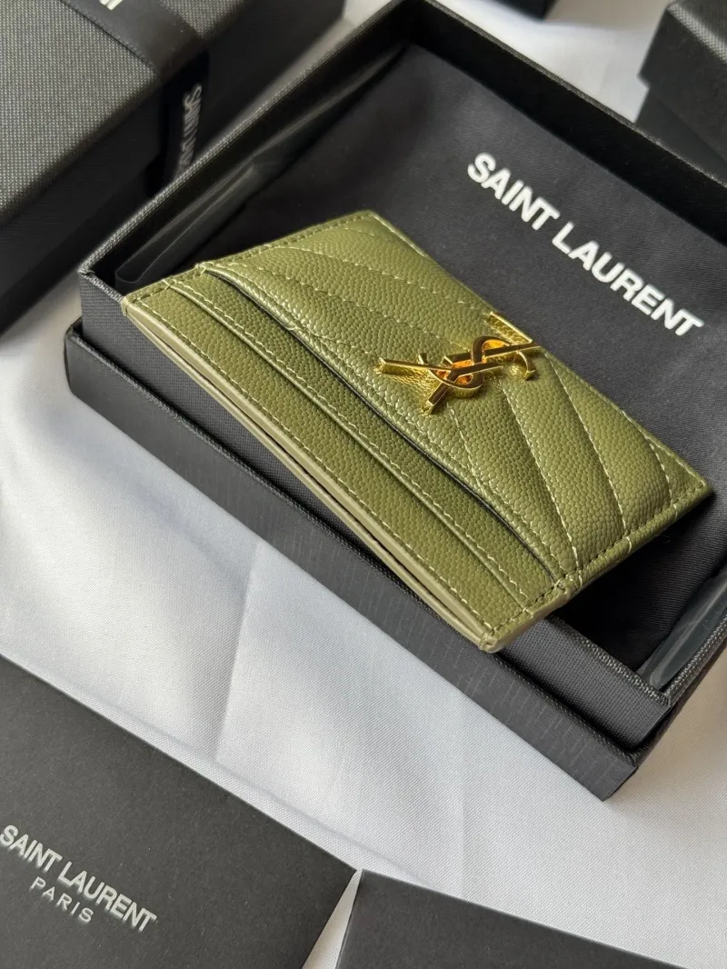 Saint Laurent Olive Green Card Holder 278 - Image 3
