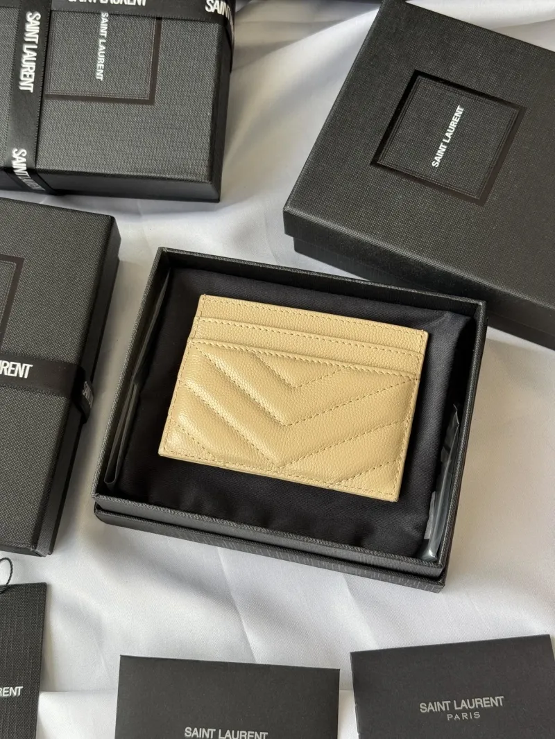 Alternative view of Saint Laurent Beige Quilted Card Holder