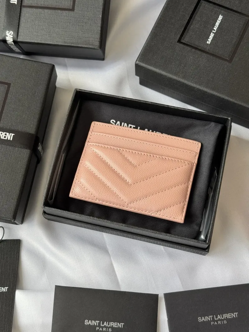 Alternative view of YSL Pink Quilted Leather Card Holder