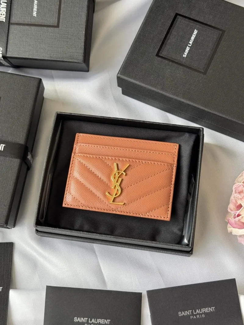 Saint Laurent Tan Leather Card Holder