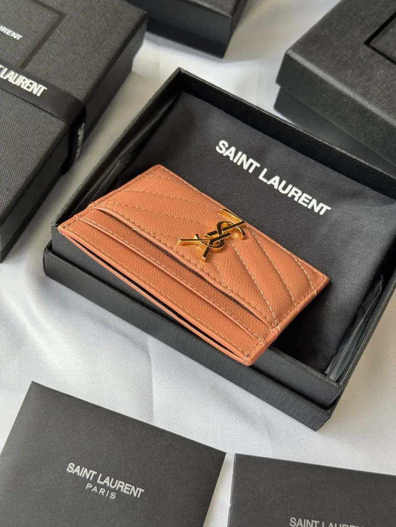 Saint Laurent Tan Leather Card Holder - Image 3