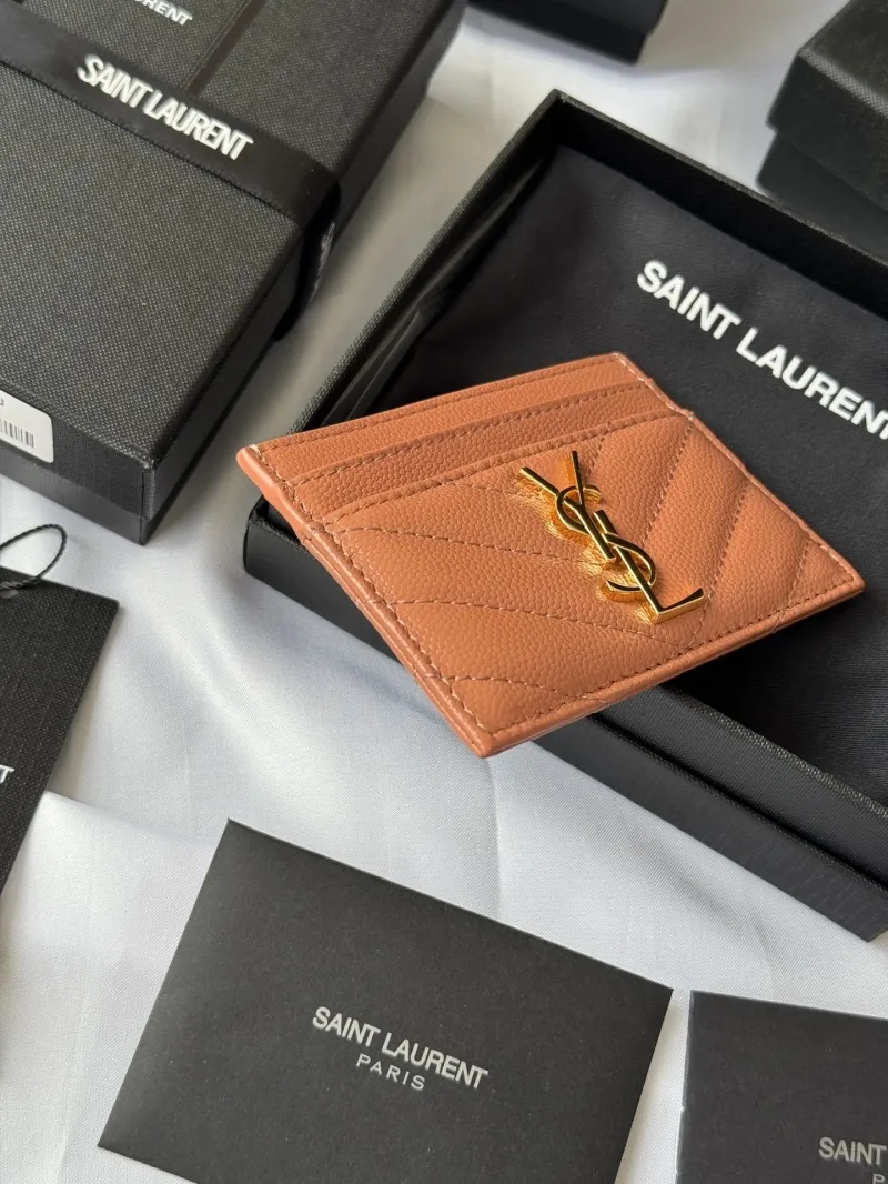 Saint Laurent Tan Leather Card Holder - Image 4