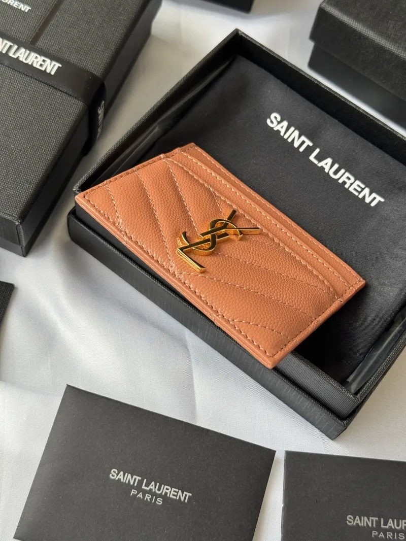 Saint Laurent Tan Leather Card Holder - Image 5