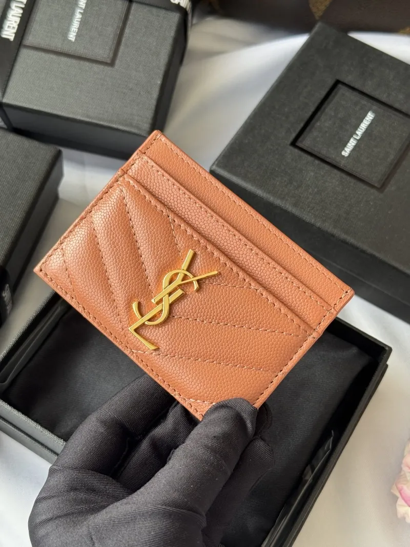 Saint Laurent Tan Leather Card Holder - Image 6