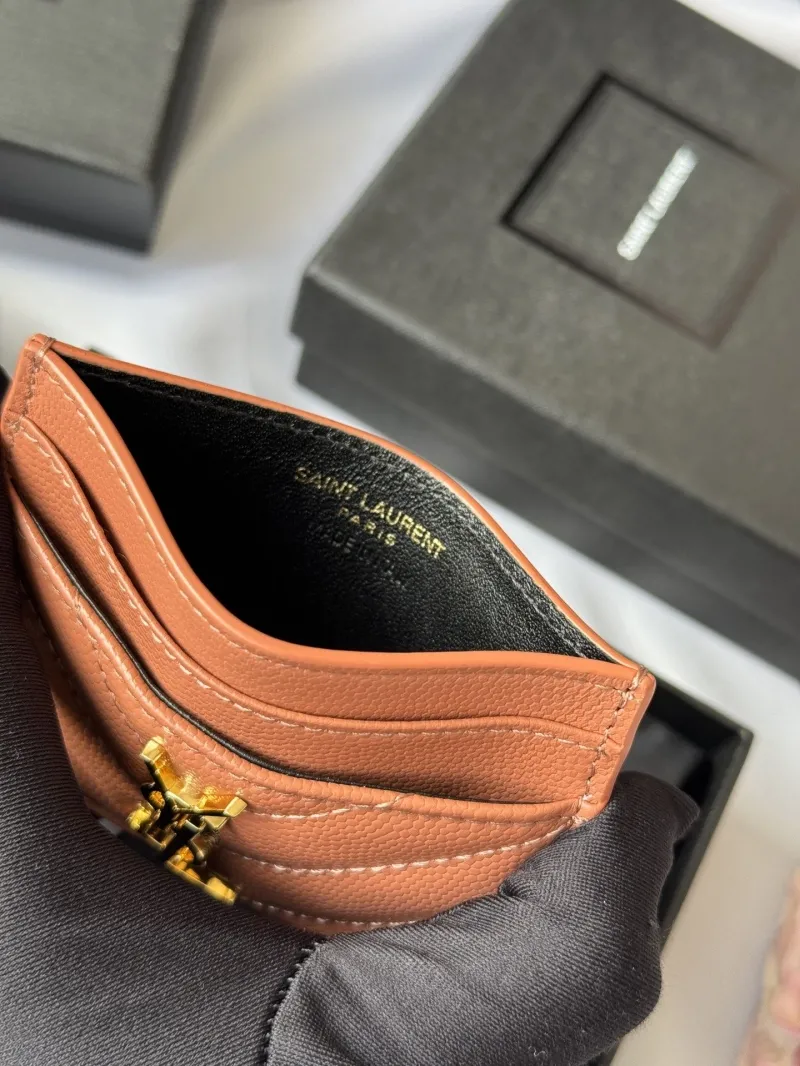 Saint Laurent Tan Leather Card Holder - Image 8