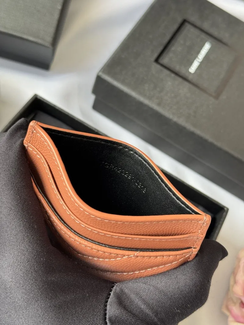 Saint Laurent Tan Leather Card Holder - Image 9