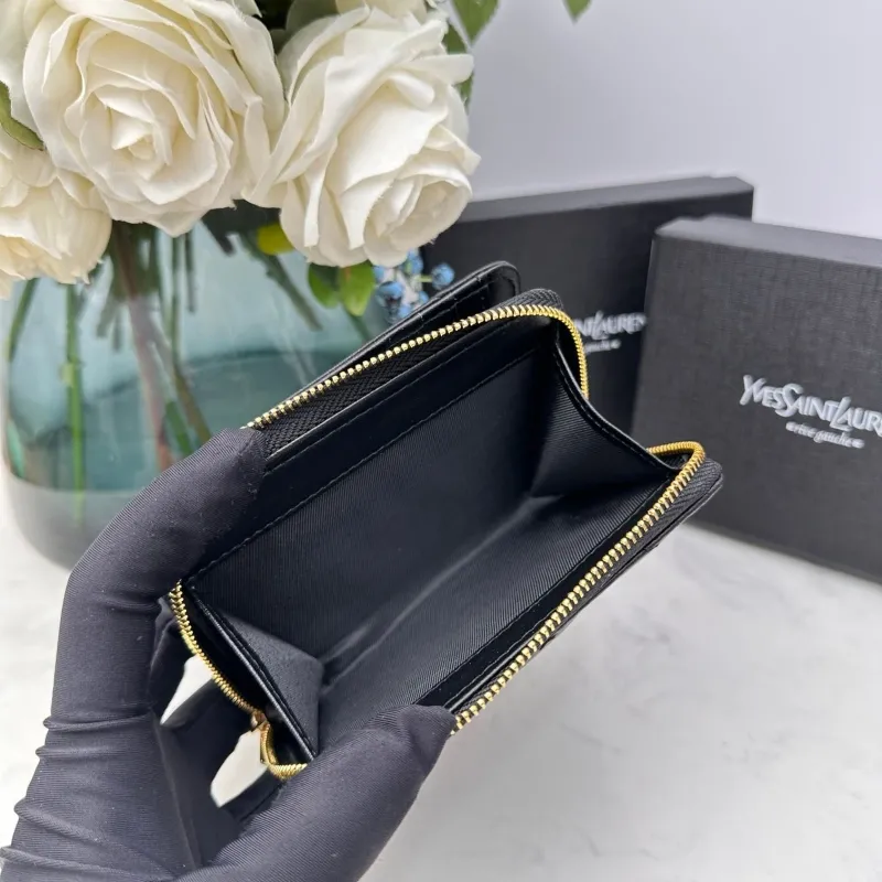 YSL Black Quilted Zip Wallet 291 - Image 9