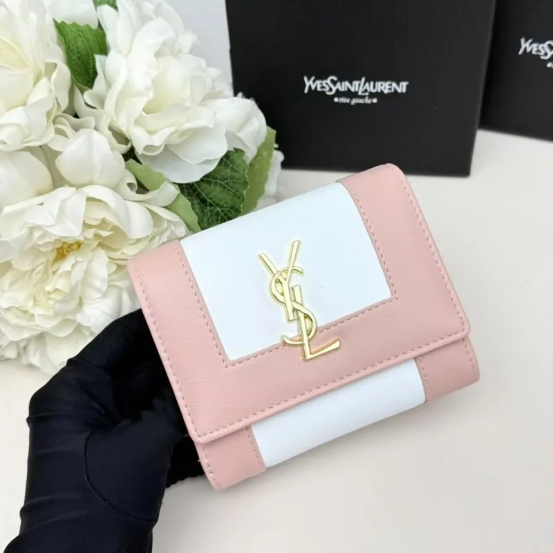 Alternative view of YSL Pink White Compact Wallet 293