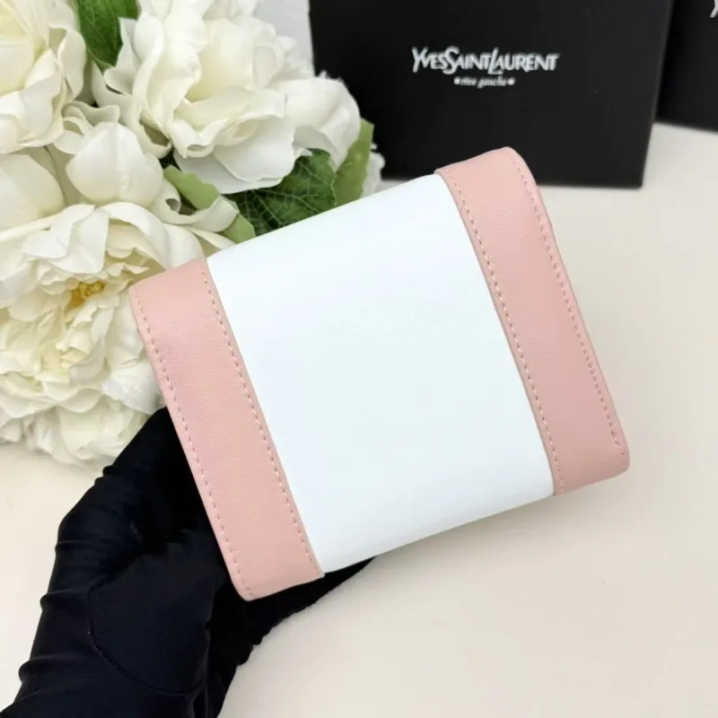 YSL Pink White Compact Wallet 293 - Image 4