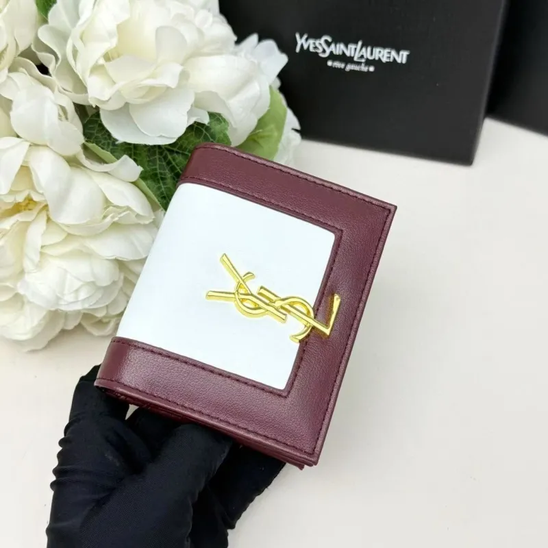 Alternative view of YSL White Burgundy Small Leather Wallet 296