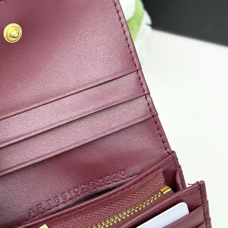 YSL White Burgundy Small Leather Wallet 296 - Image 8